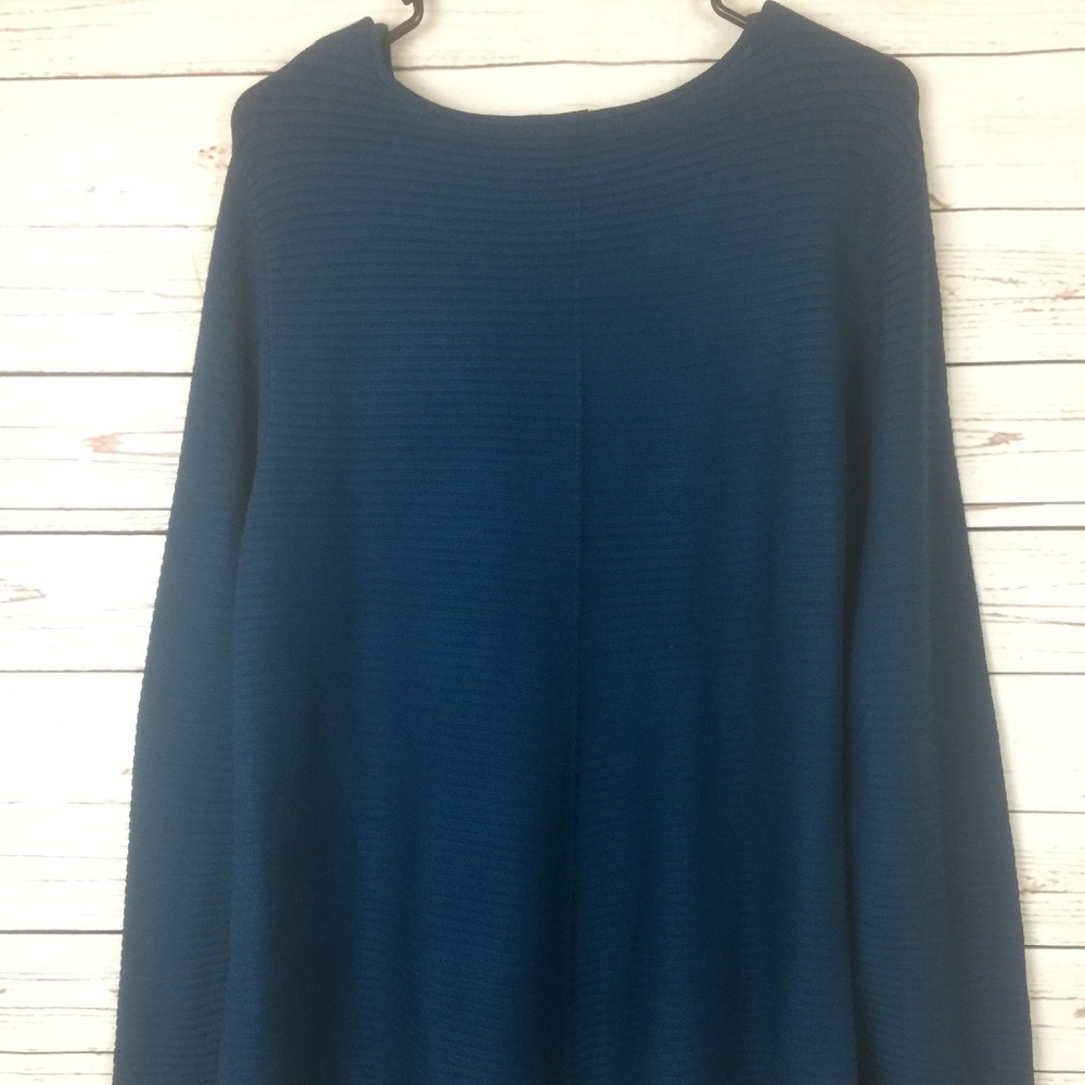 Alfani Ribbed-Knit Tunic Sweater Ocean Teal